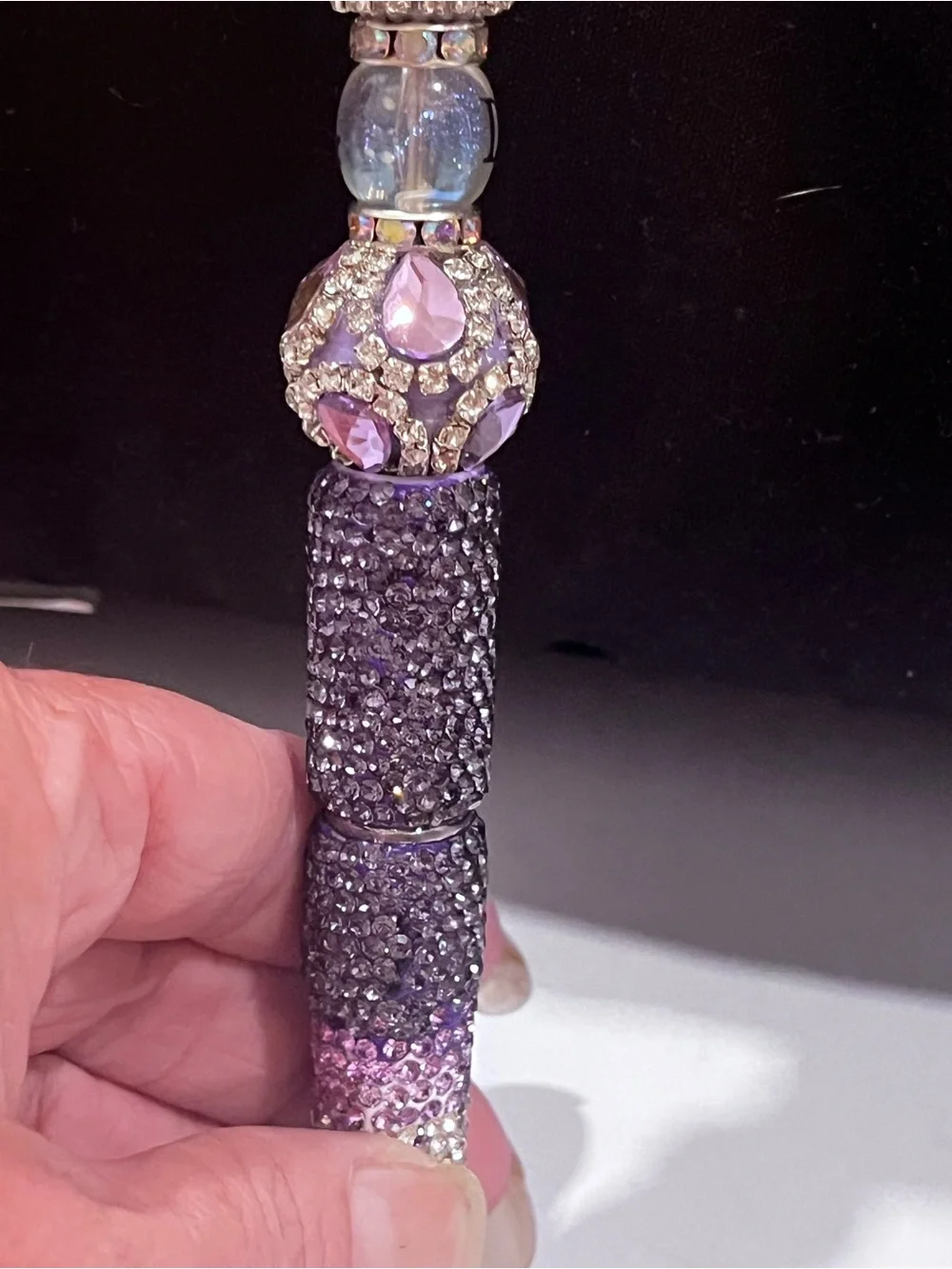 Designer inspired purple purse focal fancy beaded pen